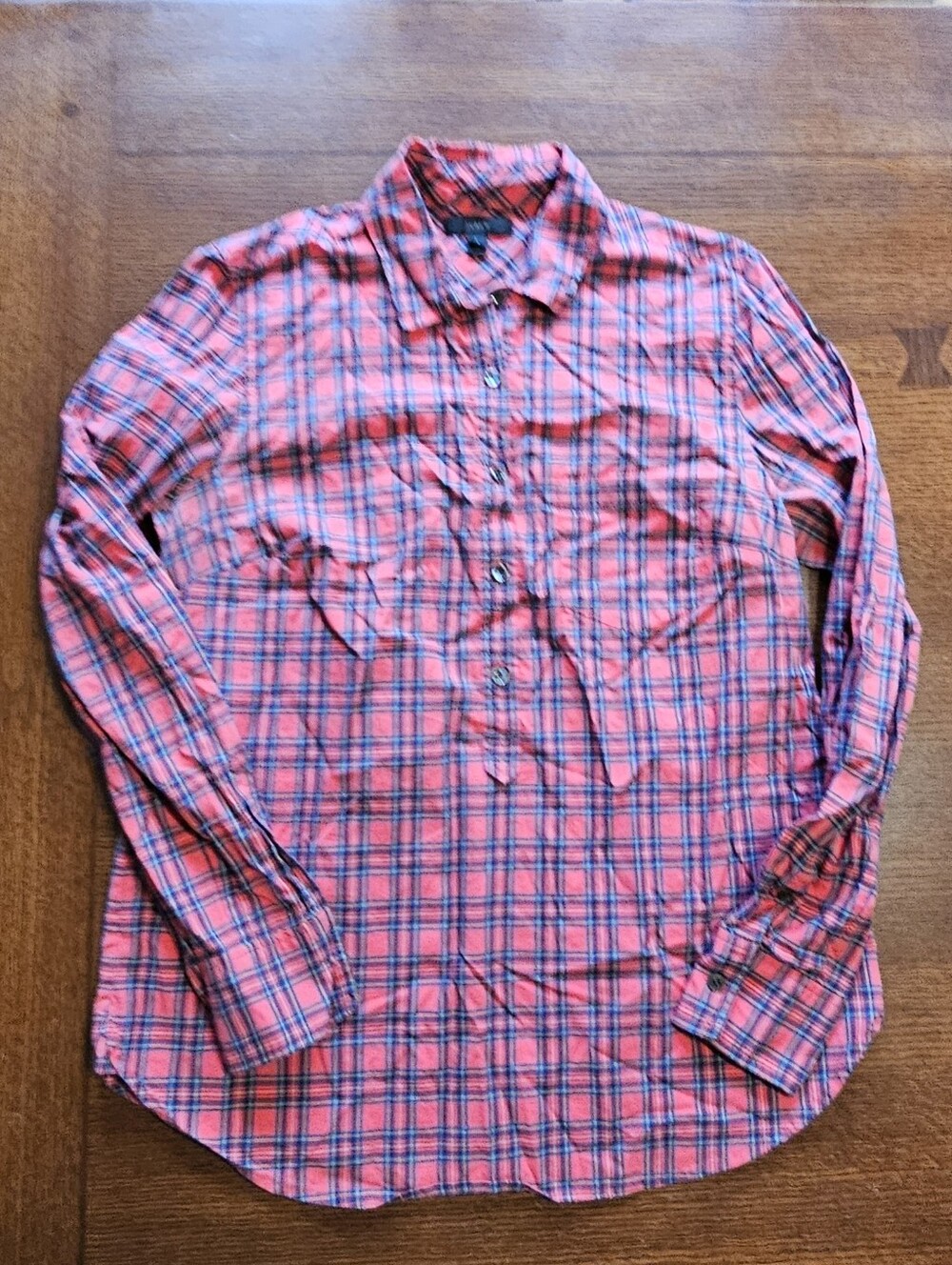 J. Crew Plaid 1/4 Button Front Top Size 6